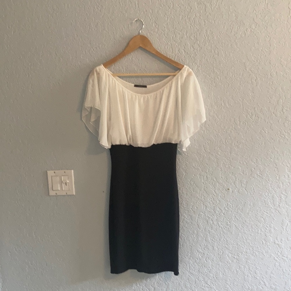 Black and white knee length party dress